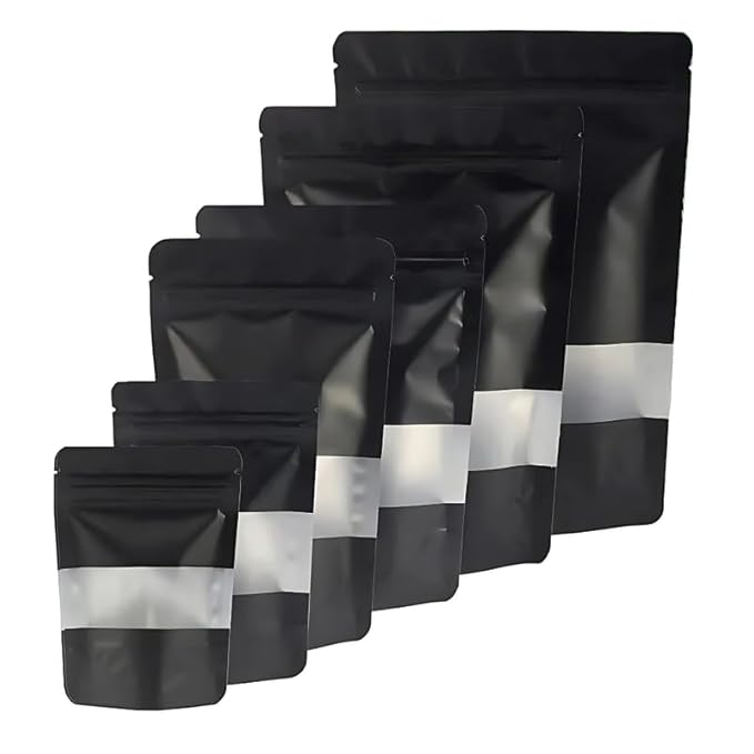 VELEXE Black Matte Zip Lock Stand Up Pouches | Reusable, Leakproof & Airtight Multi-Purpose Pouches with Self-Sealing Technology