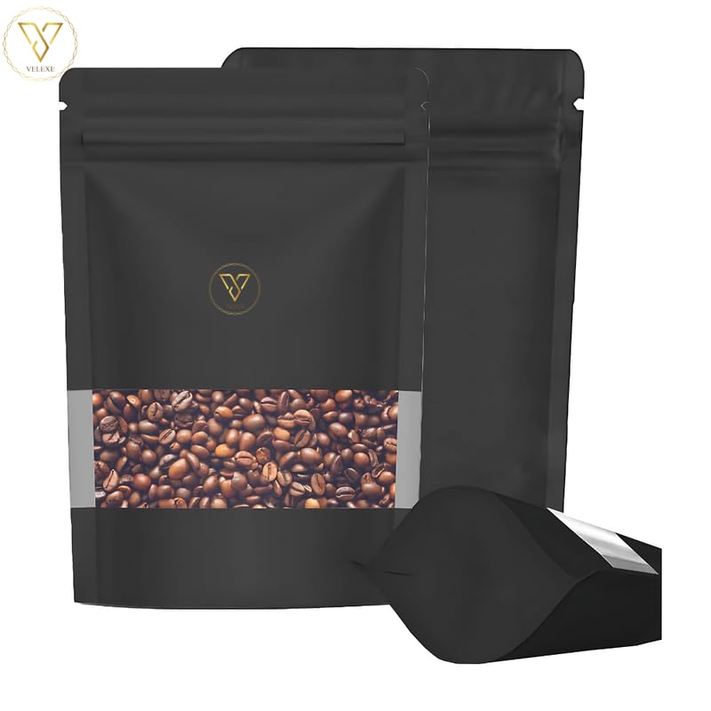 VELEXE Black Matte Zip Lock Stand Up Pouches | Reusable, Leakproof & Airtight Multi-Purpose Pouches with Self-Sealing Technology