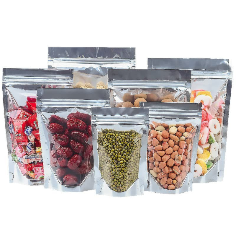 ONE-SIDE SILVER ONE-SIDE TRANSPARENT STAND UP POUCH