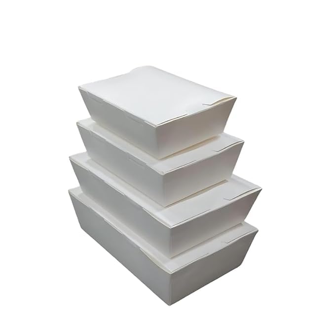 VELEXE White Kraft Paper Food Box| Takeaway Containers | Biodegradable & Disposable Food Containers for Meal, Party Catering, Takeout, and Delivery