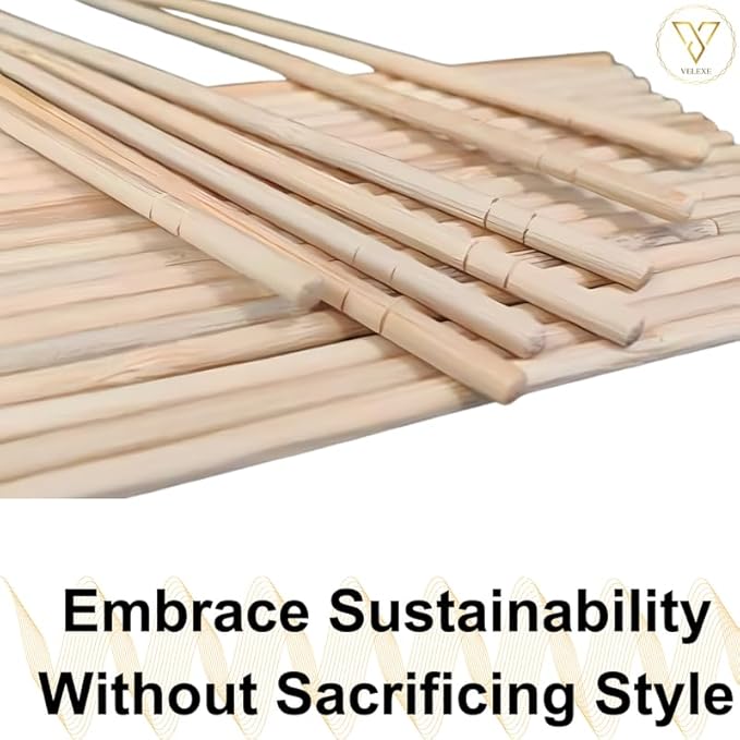 VELEXE Wooden Disposable Round Bamboo Cocktail & Wine Stirrer | Ideal for Cocktails, Mocktails, Wine, Vodka, Gin, Mixers and Drinks | Eco-Friendly & Sustainable