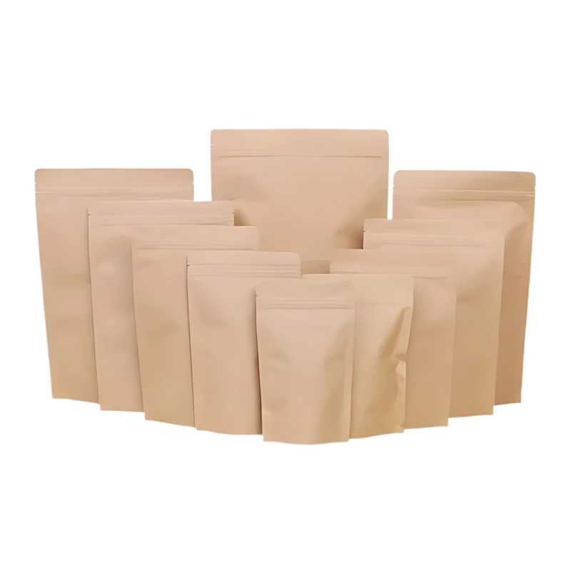 BROWN KRAFT PAPER STAND UP POUCH WITHOUT WINDOW