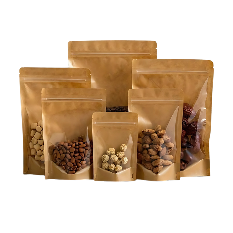 ONE-SIDE BROWN ONE-SIDE TRANSPARENT STAND UP POUCH