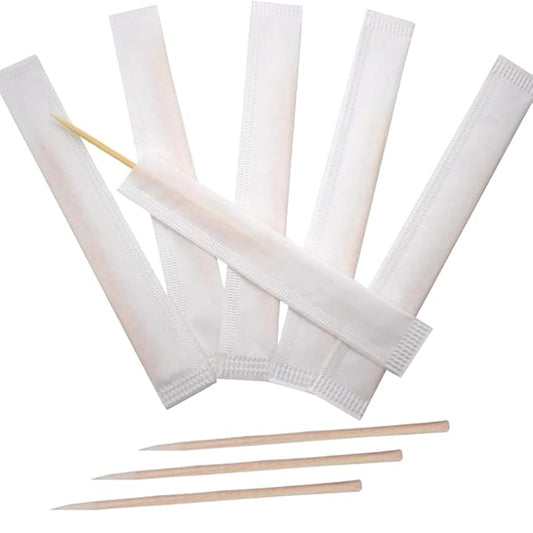 VELEXE Disposable Wooden Toothpicks with Paper Packing | 2 inch (5 CM) | Individually Wrapped for Hygiene | Eco-Friendly Bamboo Toothpicks for Restaurants, Catering and Home Use