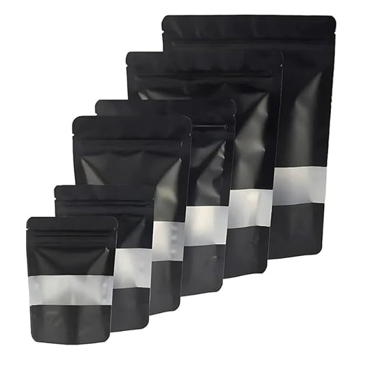 VELEXE Black Matte Zip Lock Stand Up Pouches | Reusable, Leakproof & Airtight Multi-Purpose Pouches with Self-Sealing Technology
