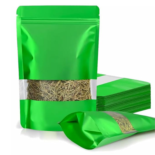 VELEXE Green Matte Zip Lock Stand Up Pouches | Reusable, Leakproof & Airtight Multi-Purpose Pouches with Self-Sealing Technology