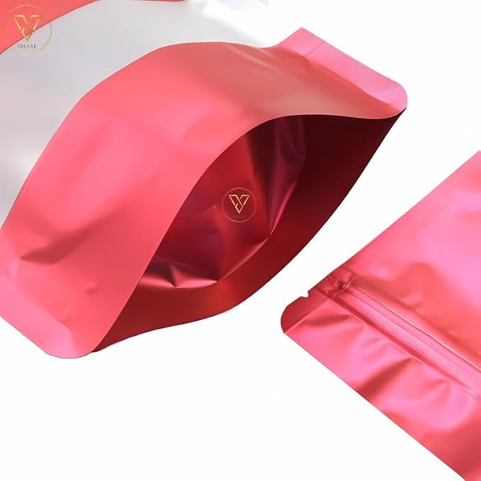 VELEXE Red Matte Zip Lock Stand Up Pouches| Reusable, Leakproof & Airtight Multi-Purpose Pouches with Self-Sealing Technology