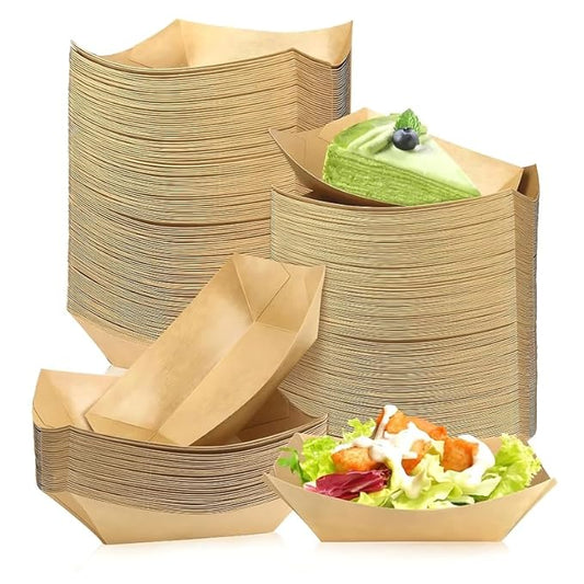 VELEXE Brown Disposable Food Trays| Heavy-Duty, Leak-Resistant, Compostable & Microwave-Safe Multi-Use Trays with Eco-Friendly Design