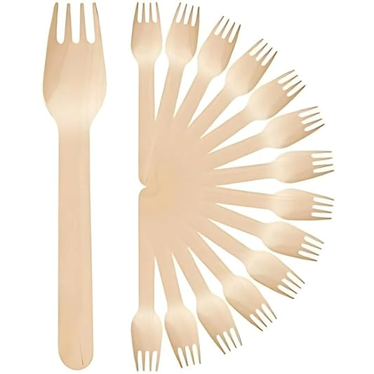 VELEXE Disposable Wooden Forks| Wooden Dining Flatware | Ideal for Wedding, Birthday Parties & Travelling | Biodegradable & Sustainable