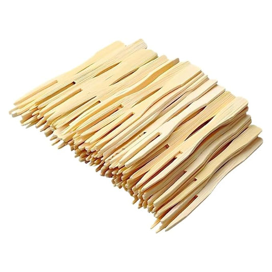 VELEXE Disposable Wooden Fruit Fork| Mini Fork for Snacks, Appetizers, and Desserts | Eco-Friendly Bamboo Cutlery for Parties and Events | Mini Cocktail Picks