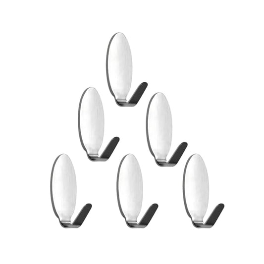 VELEXE Heavy-Duty Stainless Steel Adhesive Wall Hooks| Self-Adhesive Hooks for Kitchen, Bathroom, & Home Organization | Strong Hold up to 1 Kg, Waterproof & Oilproof
