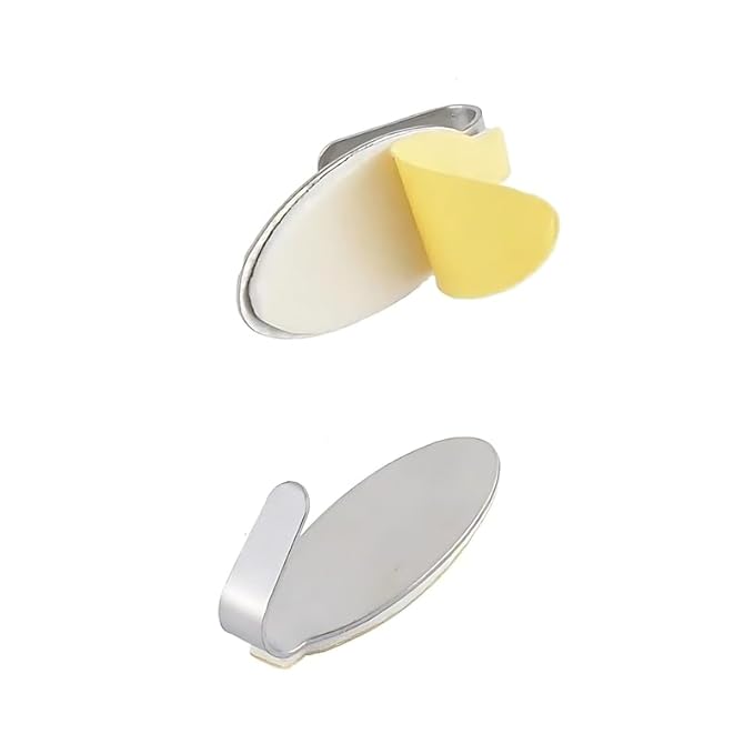 VELEXE Heavy-Duty Stainless Steel Adhesive Wall Hooks| Self-Adhesive Hooks for Kitchen, Bathroom, & Home Organization | Strong Hold up to 1 Kg, Waterproof & Oilproof