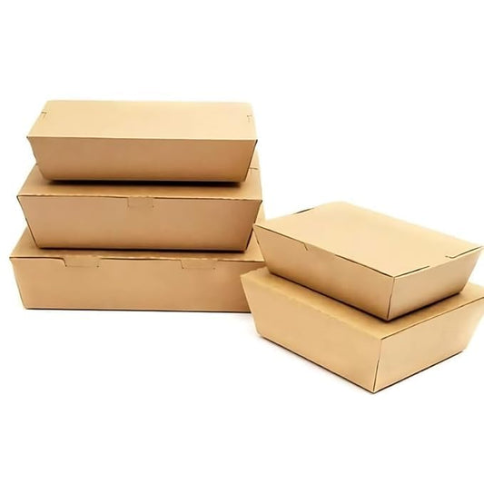 VELEXE Brown Kraft Paper Food Box | Eco-Friendly Takeaway Containers | Biodegradable & Disposable Food Containers for Meal, Party Catering, Takeout, and Delivery
