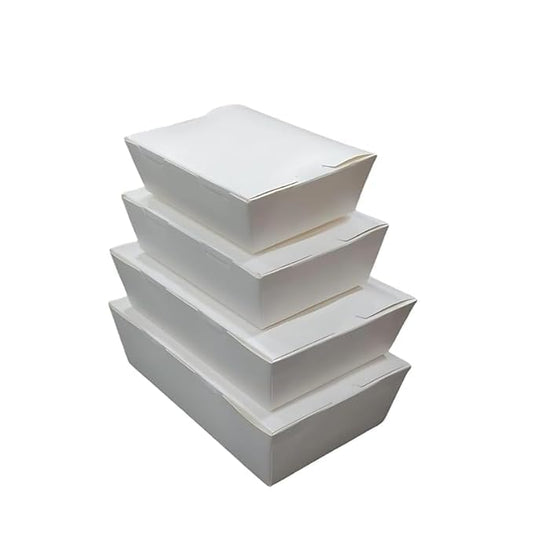VELEXE White Kraft Paper Food Box| Takeaway Containers | Biodegradable & Disposable Food Containers for Meal, Party Catering, Takeout, and Delivery