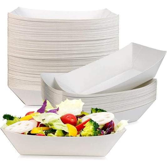 VELEXE White Disposable Food Trays| Heavy-Duty, Leak-Resistant, Compostable & Microwave-Safe Multi-Use Trays with Eco-Friendly Design