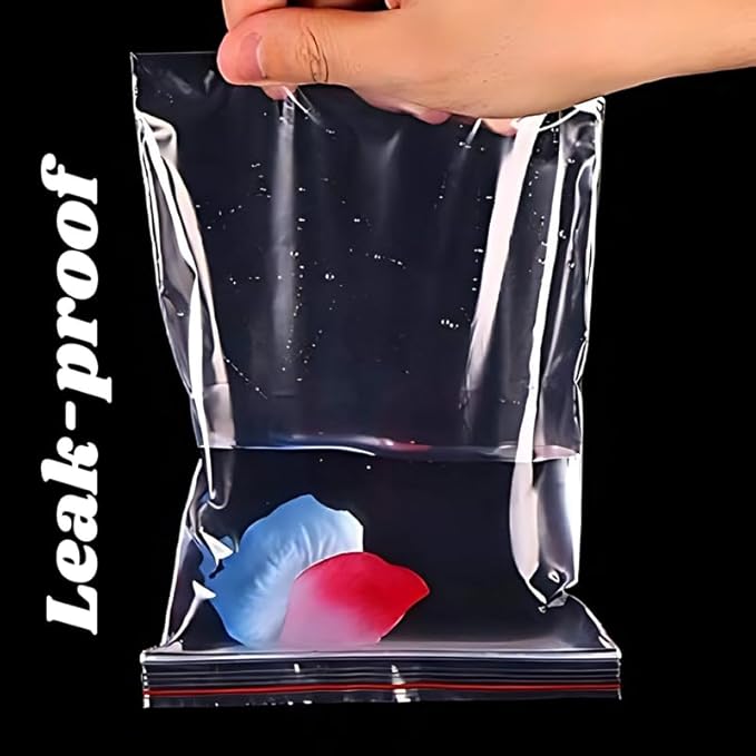 VELEXE Transparent Zip Lock Pouch| Resealable, Durable, Food-Grade Storage Bags | Eco-Friendly & Reusable Pouches for Snacks, Travel, Organization, and More